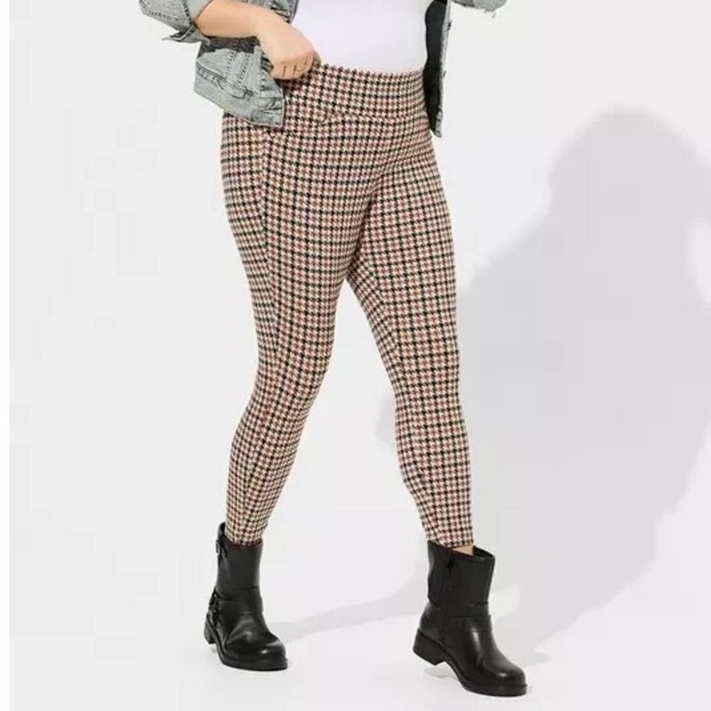 Torrid Pocket Pixie Skinny Studio Luxe Ponte High Rise Pant 2R Houndstooth Plaid